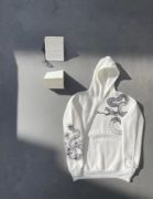 Uzun Kol Kapşonlu Baskılı SweatShirt - Beyaz resmi