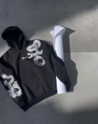 Uzun Kol Kapşonlu Baskılı SweatShirt - Siyah resmi