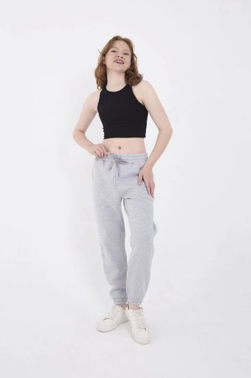 Üç İplik Basic Lastikli Eşofman Pantolon - Gri resmi