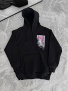 Uzun Kol Kapşonlu Ön Ve Arka Baskılı SweatShirt - Siyah resmi