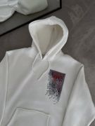 Uzun Kol Kapşonlu Ön Ve Arka Baskılı SweatShirt - Beyaz resmi