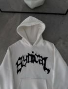 Üç İplik Kapşonlu Baskılı Oversize SweatShirt-  Beyaz resmi