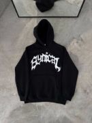 Üç İplik Kapşonlu Baskılı Oversize SweatShirt- Siyah resmi