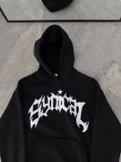Üç İplik Kapşonlu Baskılı Oversize SweatShirt- Siyah resmi
