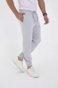 Unisex Kışlık Üç İplik Lastikli Eşofman Pantolon - Gri resmi