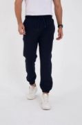 Unisex Kışlık Üç İplik Lastikli Eşofman Pantolon - Lacivert resmi