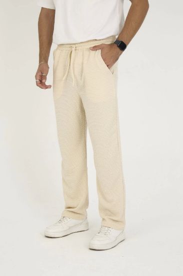 Jakar Kutu Desenli Baggy Eşofman Pantolon - Bej resmi