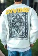 Kışlık Bisiklet Yaka Baskılı SweatShirt - Beyaz resmi