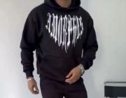Uzun Kol Kapşonlu Baskılı SweatShirt - Siyah resmi