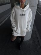 Uzun Kol Kapşonlu Göğüs Baskılı SweatShirt - Beyaz resmi