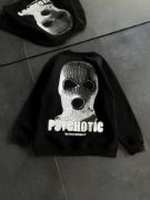 Kışlık Bisiklet Yaka Baskılı SweatShirt - Siyah resmi