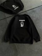 Kışlık Bisiklet Yaka Baskılı SweatShirt - Siyah resmi