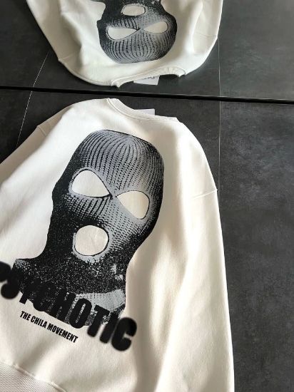 Kışlık Bisiklet Yaka Baskılı SweatShirt - Beyaz resmi
