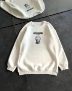 Kışlık Bisiklet Yaka Baskılı SweatShirt - Beyaz resmi