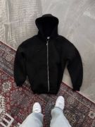 Oversize Tam Fermuarlı Uzun Kol Hırka - Siyah resmi