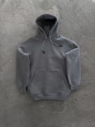 Kapşonlu Üç İplik Penye Basic SweatShirt - Boyalı Gri resmi