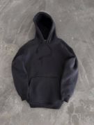 Kapşonlu Üç İplik Penye Basic SweatShirt - Füme resmi