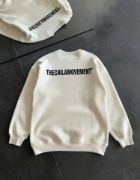Kışlık Bisiklet Yaka Oversize Baskılı SweatShirt - Beyaz resmi