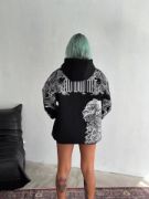Kışlık Üç İplik Baskılı Kapşonlu SweatShirt - Siyah resmi