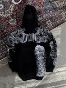 Kışlık Üç İplik Baskılı Kapşonlu SweatShirt - Siyah resmi