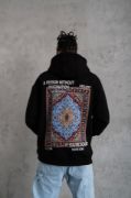 Erkek Kilim Desen Kapüşonlu - Siyah resmi