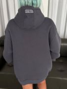 Üç İplik Kapşonlu Baskılı SweatShirt - Füme resmi