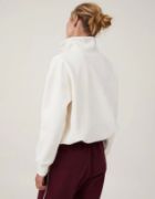 Oversize Yarım Farmuarlı Yakalı Basic SweatShirt - Beyaz resmi