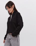 Oversize Yarım Farmuarlı Yakalı Basic SweatShirt - Siyah resmi