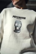 Kışlık Bisiklet Yaka Baskılı SweatShirt - Beyaz resmi