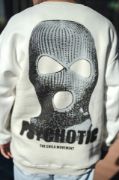 Kışlık Bisiklet Yaka Baskılı SweatShirt - Beyaz resmi