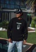 Kışlık Bisiklet Yaka Baskılı SweatShirt - Siyah resmi
