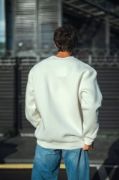 Kışlık Bisiklet Yaka Üç İplik Basic SweatShirt - Beyaz resmi