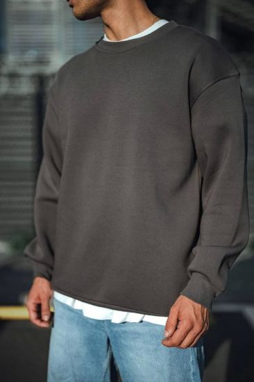Kışlık Bisiklet Yaka Üç İplik Basic SweatShirt - Antrasit resmi