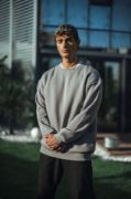 Kışlık Bisiklet Yaka Üç İplik Basic SweatShirt - Boyalı Gri resmi