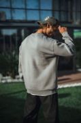 Kışlık Bisiklet Yaka Üç İplik Basic SweatShirt - Boyalı Gri resmi