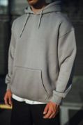 Üç İplik Penye Kapşonlu Basic SweatShirt - Boyalı Gri resmi