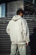 Oversize Tam Fermuarlı Uzun Kol Hırka - Beyaz resmi