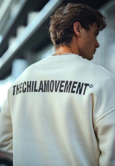 Kışlık Bisiklet Yaka Oversize Baskılı SweatShirt - Beyaz resmi