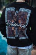 Uzun Kol Bisiklet Yaka Ön Ve Arka Baskılı SweatShirt - Siyah resmi