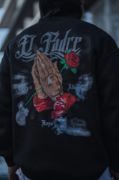 Üç İplik Penye Kapşonlu Baskılı SweatShirt - Siyah resmi