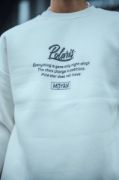 Kışlık Bisiklet Yaka Ön Ve Arka Baskılı SweatShirt - Beyaz resmi