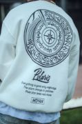 Kışlık Bisiklet Yaka Ön Ve Arka Baskılı SweatShirt - Beyaz resmi