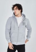 Unisex Tam Fermuarlı Kapşonlu Özel Tasarım SweatShirt - Gri resmi