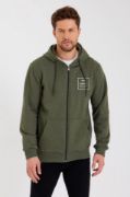 Unisex Tam Fermuarlı Kapşonlu Özel Tasarım SweatShirt - Haki resmi
