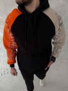 Üç İplik Penye Kapşonlu Parçalı SweatShirt - Siyah resmi