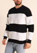 Parçalı Bisiklet Yaka Baskılı SweatShirt - Siyah resmi