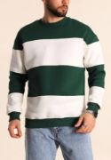 Parçalı Bisiklet Yaka Baskılı SweatShirt - Yeşil resmi