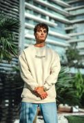 Oversize Bisiklet Yaka Baskılı SweatShirt - Beyaz resmi