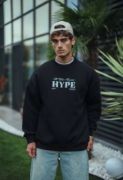 Üç İplik Bisiklet Yaka Baskılı SweatShirt - Siyah resmi