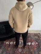 Üç İplik Kapşonlu Baskılı SweatShirt - Bej resmi